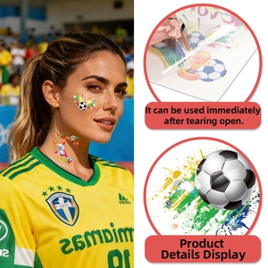 Soccer theme temporary tattoo stickers with football patterns and Victory text for fans