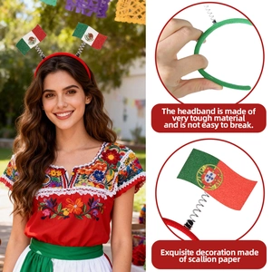 WK 2026 voetbal fan hoofdband met Mexico en Portugal vlaggen van glanzend papier