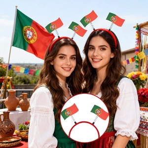 Portugal vlag haarband met veren voor voetbalfans en feestelijke haaraccessoires