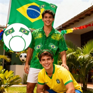 Brazil flag headband for 2026 World Cup fans with spring-mounted miniature flags