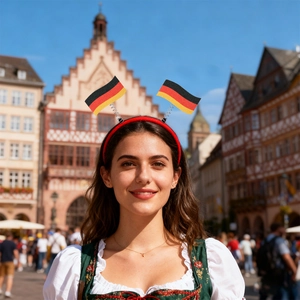 Detail of Germany flag spring headband with glitter finish for World Cup party fans