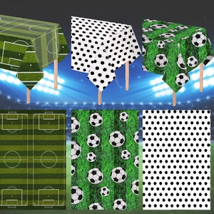 Three-pack of disposable PE football theme tablecloths for party soccer decorations