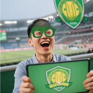 Grüne Kunststoff-Fußball-Fanbrille und Fan-Zubehör für Stadionbesuche