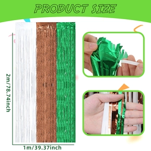 Detail of 1x2m tricolor foil fringe curtains with adhesive backing for party backdrop