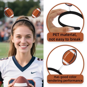 American football themed headband with brown textured balls and flexible PET frame