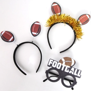 Super Bowl football party accessory set with themed headbands and novelty glasses