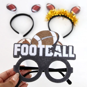 Football party kit featuring themed glasses and headbands for Super Bowl fan costume props