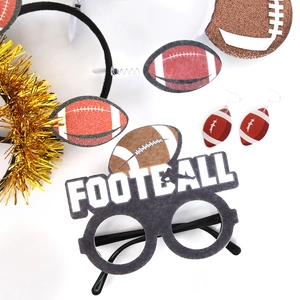 American football party accessory set with glasses, headbands and earrings on white background
