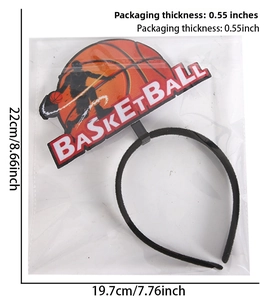 Detailed dimensions of basketball party headband with size markings on white background