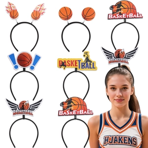 Basketball theme headbands set featuring orange sports designs and basketball silhouettes