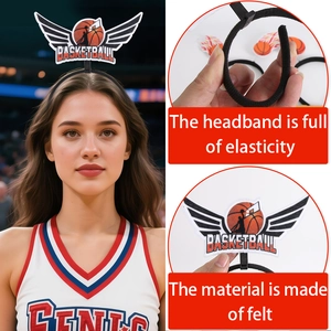 Elastic basketball headband with felt wings and lettering for fans and parties