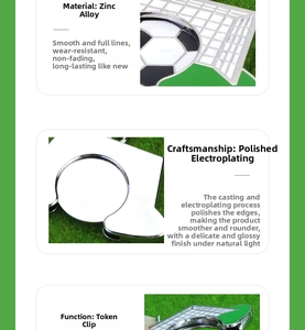 Detailed macro view of zinc alloy football token keychain with polished mirror finish