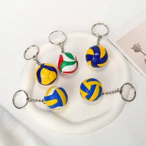 3D Sports Ball Keychain Soccer Football Volleyball Basketball Baseball World Flag Mini PU Leather Metal Bag Pendant Souvenir Gift Accessory