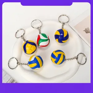 3D Sports Ball Keychain Soccer Football Volleyball Basketball Baseball World Flag Mini PU Leather Metal Bag Pendant Souvenir Gift Accessory