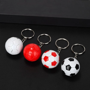 Mini football keychains set in red and white colors with Italia text and silver rings