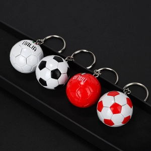 Mini soccer ball keychain set with Italia lettering and metal ring in a gift box