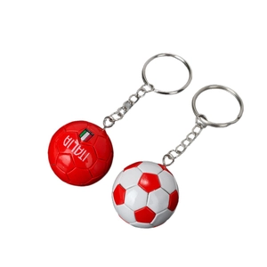 Mini red football keychain with Italia flag and classic red-white soccer ball pendants