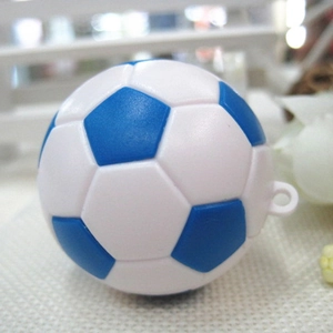 Mini portachiavi a forma di pallone da calcio bianco e blu con trama realistica