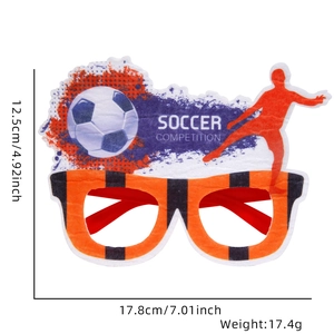 Detailed technical drawing showing dimensions of a soccer party eyewear frame