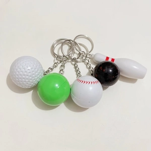 Détails de porte-clés ballons de sport incluant golf, baseball et quilles de bowling