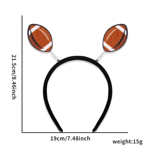 Diadema temática de rugby para fiestas con balones flexibles, medidas 21,5x19 cm