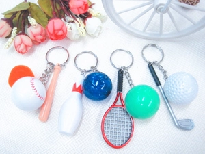 Détails de porte-clés miniatures de baseball, bowling, tennis et balle de golf