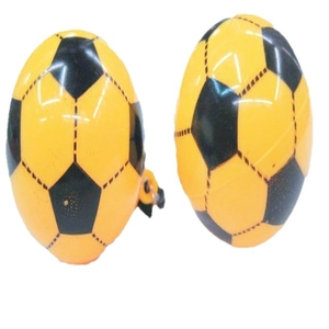 Portachiavi ovali da calcio giallo vivace con motivi a pentagono nero su sfondo bianco