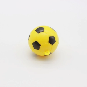 Mini creative football keychain accessory in vibrant yellow and black plastic soccer ball