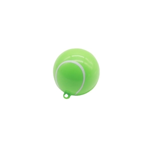 Miniature green tennis ball keychain with realistic texture and integrated hanging loop