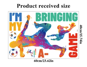 Detailed dimensions of football silhouette wall stickers showing 60x40cm sheet size