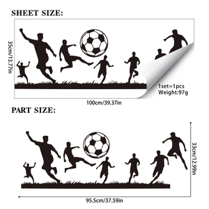 Soccer silhouette wall stickers set with dynamic players for sports themed room decor