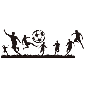 Detail of soccer player silhouettes and grass texture for dynamic wall sticker design