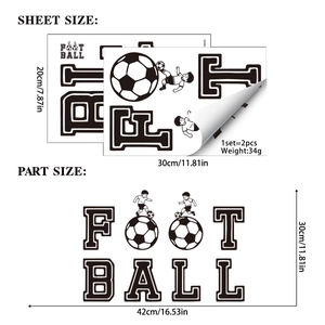 Minimalist football theme wall stickers set with FOOTBALL letters and soccer silhouettes