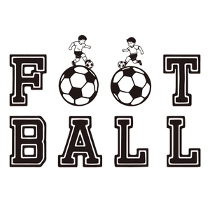 Detail of football lettering with cartoon soccer players decorative window sticker