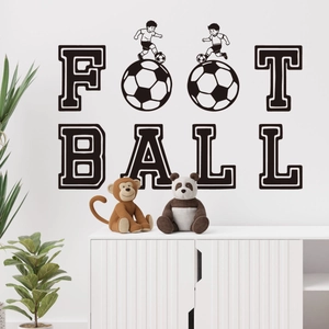 Football wall decals for kids room decoration with cartoon players and sports letters