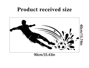 Detail of football wall sticker showing received size layout of 90cm by 40cm
