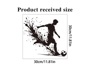 Soccer athlete silhouette wall sticker 30cm x 30cm size guide for home wall decor