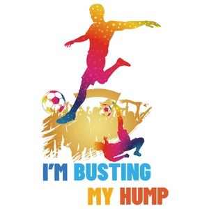 Vibrant gradient soccer player window sticker with starry texture and motivational text
