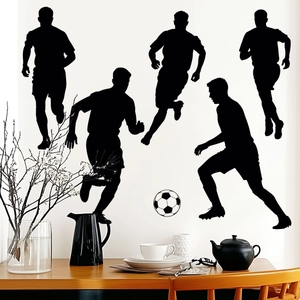 Soccer players silhouettes wall decals set with football stickers for room wall decoration