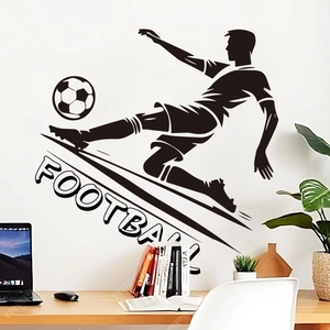 Modern 2026 World Football self-adhesive wall sticker with player silhouette and ball