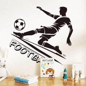 Detailed wall sticker featuring football player silhouettes and decorative sports lettering