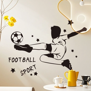 Football Wall Sticker Soccer Player Silhouette PVC Self Adhesive Sport Decal For Kid Room Living Room Bedroom Decor