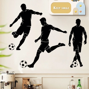 Black football athlete silhouettes wall stickers applied in a modern kitchen background