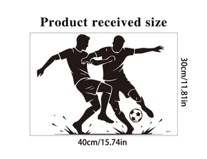 Detailed size specifications for soccer players silhouette wall sticker, 40cm x 30cm