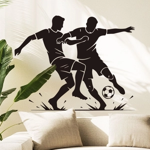 Detailed wall sticker showing two football players in action silhouette for room decor