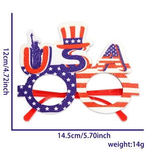 Lunettes pailletées patriotiques USA pour supporters de foot, largeur 14,5 cm