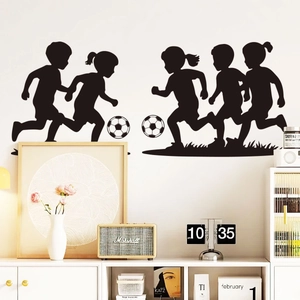 Kids football silhouette wall stickers for sports themed room nursery home decor