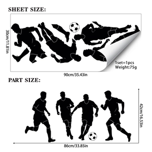 Soccer player silhouette wall stickers for World Cup decor, 30x90cm PVC static window clings