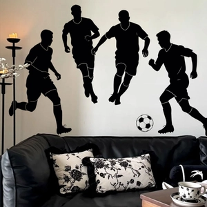 Football Soccer Player Silhouette Wall Stickers PVC Waterproof Removable Sports Theme Decals For Bedroom Living Room Decor