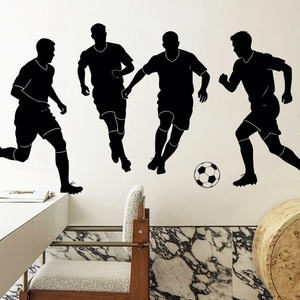 Soccer player silhouette wall stickers for window and wall decor football theme set